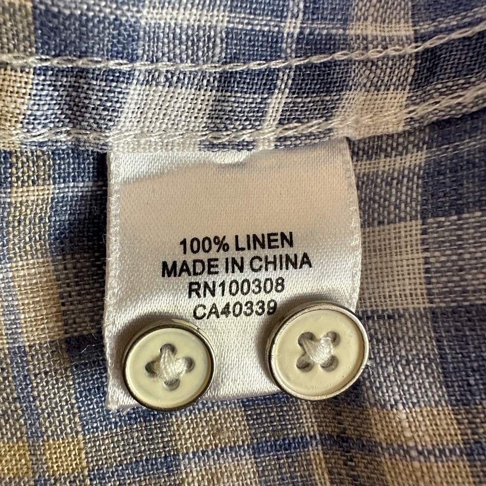 Peter Millar Seaside Commons Plaid Linen Long Sleeve Blue Men’s Shirt XL - Picture 6 of 12